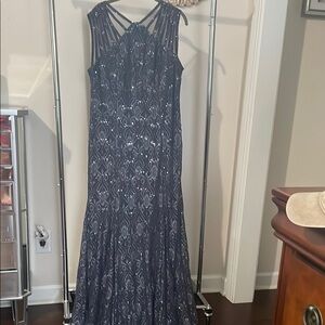 R&M Richards Navy Sequin Maxi Dress